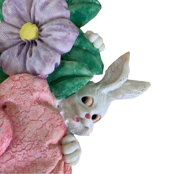 Easter Vintage Resin Spring Pastel
Flower Bunny Pink Bow Wall Decor
Wreath. - Picture 5 of 5